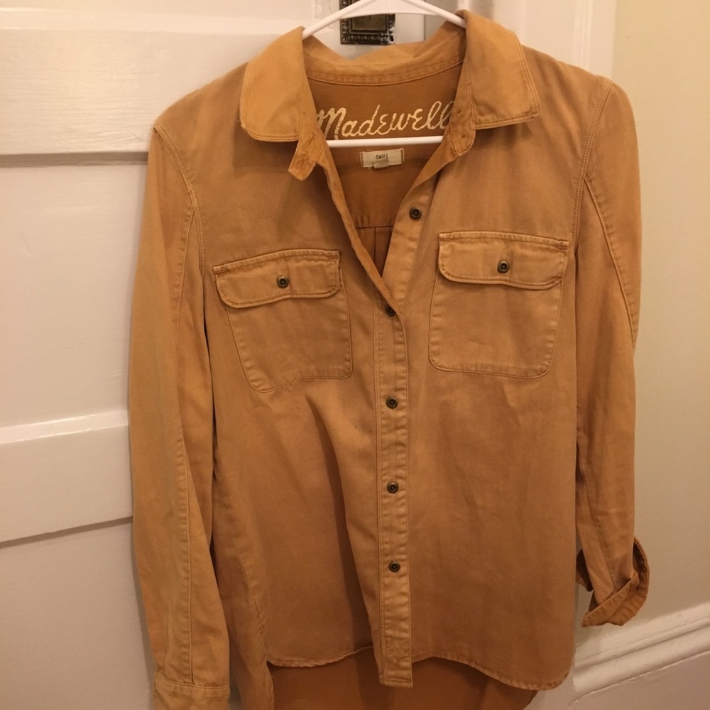 Madewell yellow button up shirt